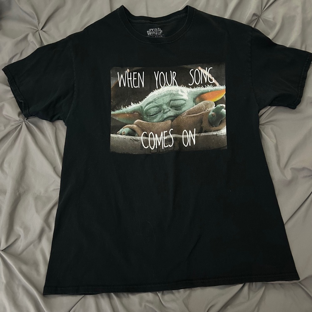 Star‎ Wars Mandalorian Baby Yoda Grogu Shirt Mens Large Black Mad Engine Tee